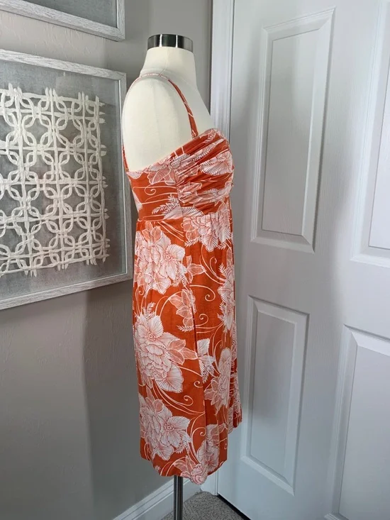 Soma orange and white floral print bandeau style dress size XS - Picture 3 of 9